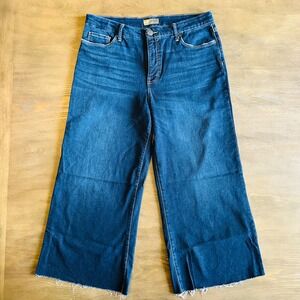 KUT From The Kloth Denim Crop Wide Leg Jeans Frayed‎ Hem Dark Wash Women's sz 12